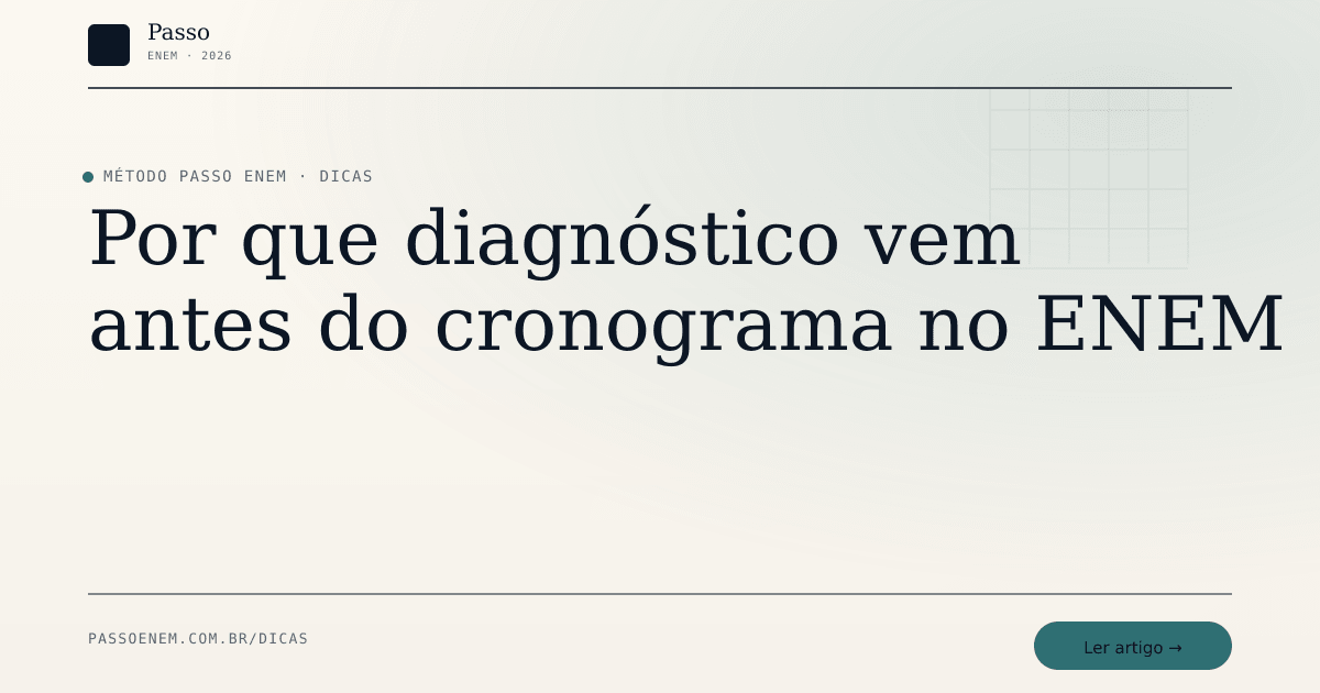 Imagem editorial para o artigo: Por que diagnóstico vem antes do cronograma no ENEM